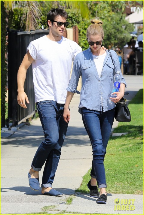 *EXCLUSIVE* Emily VanCamp and Josh Bowman catch up with friends